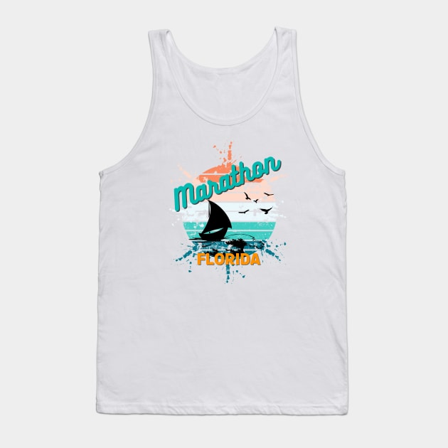 Marathon Florida Retro Vintage Exploding Sunset Tank Top by AdrianaHolmesArt